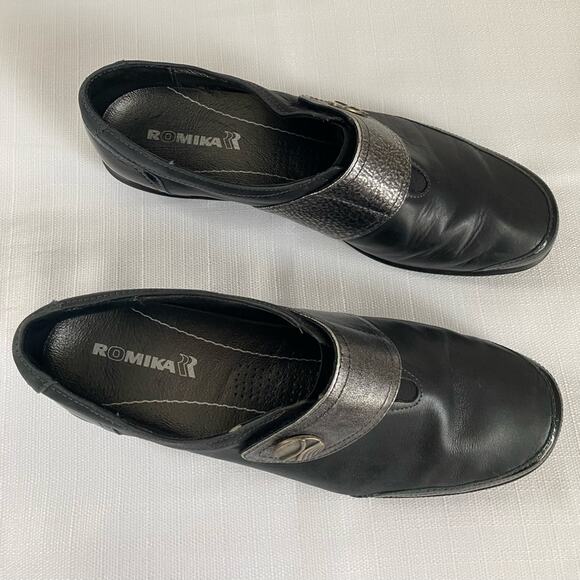 Romina Black leather comfort shoes 11.5 slip on with Velcro adjustable strap.‎ - Picture 5 of 10